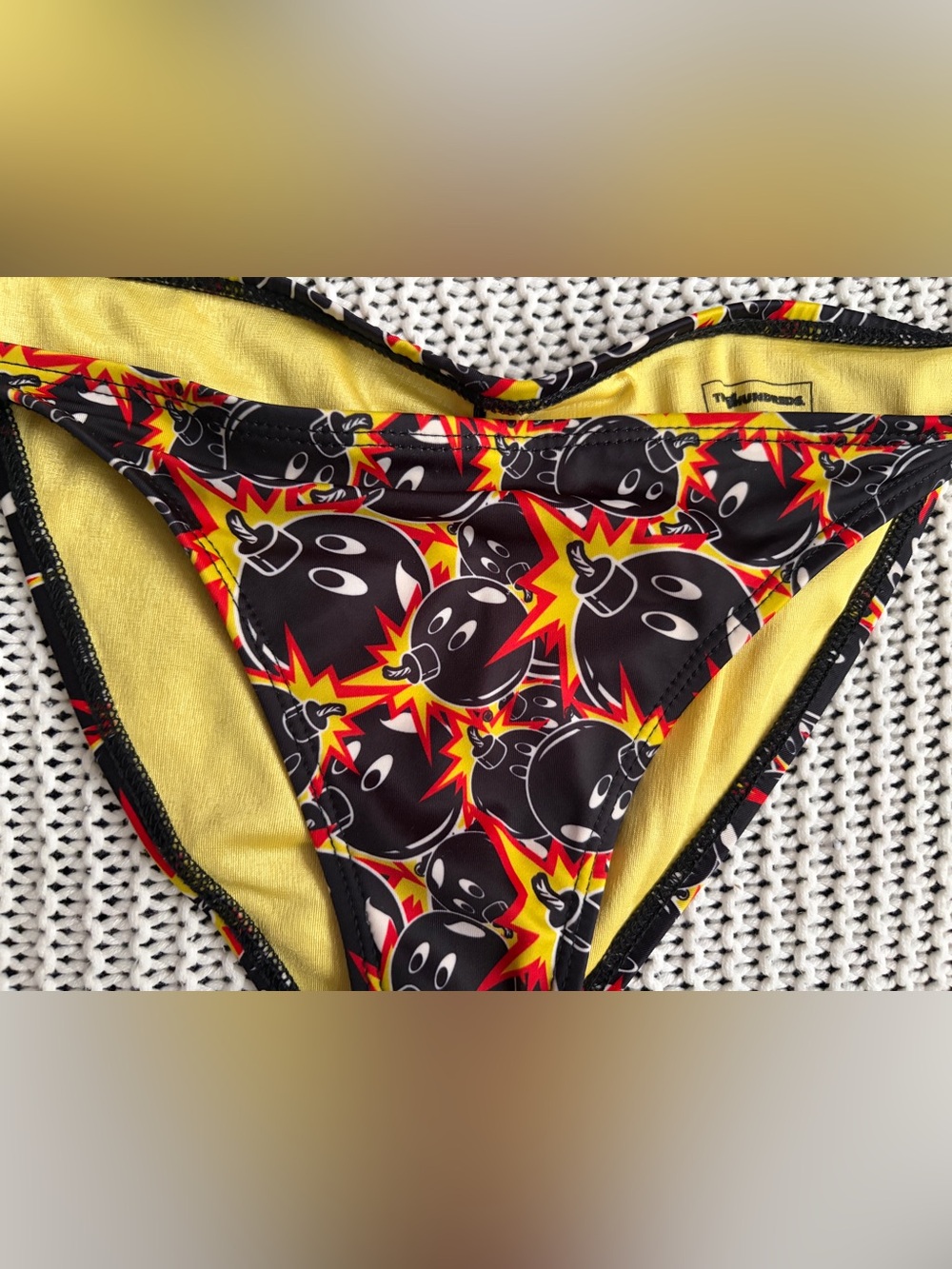Vintage The Hundreds Black Bomb Print Tie-Side Bikini Bottom w/ scrunch back